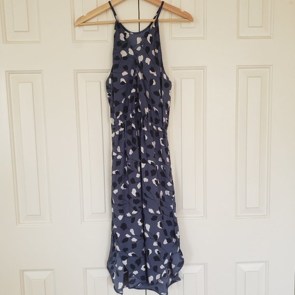 Loft Dusky Blue Floral Dress - Spaghetti straps and tie waist. Size XS - Picture 10 of 13
